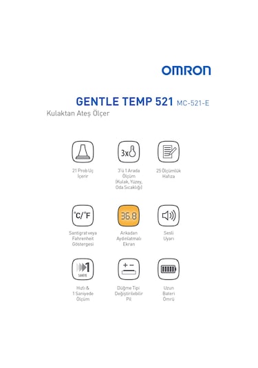 Omron Gentle Temp 521, 3'ü 1 Arada Kulaktan Ateş Ölçer