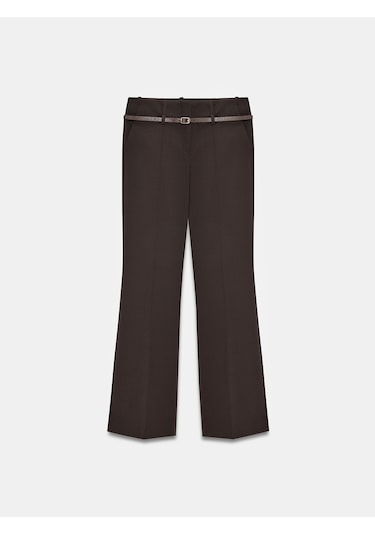 Dilvin 72677 Kemerli Düz Kesim Pantolon-kahve