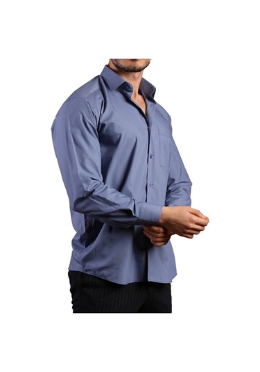 İndigo Büyük Beden Rahat Kesim Cepli Uzun Kol Regular Fit Erkek Gömlek - 150-15 001