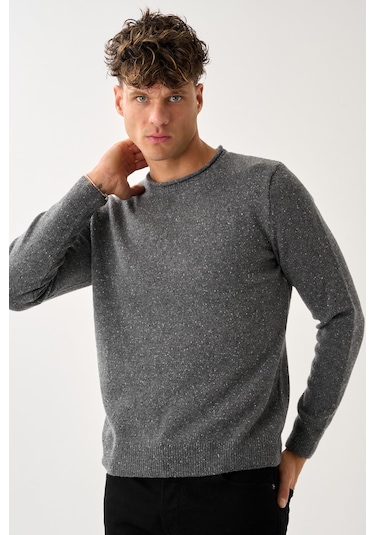 Erkek Melanj Triko Kazak Antrasit