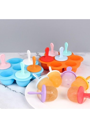 7 Renkli Yaratıcı Dondurma Kalıbı Kapaklı Dıy Renksiz Kokusuz Ev Yapımı Dondurma Kalıbı Dondurma Ve Buz Küpü Tepsisi Kalıpları Yeşil