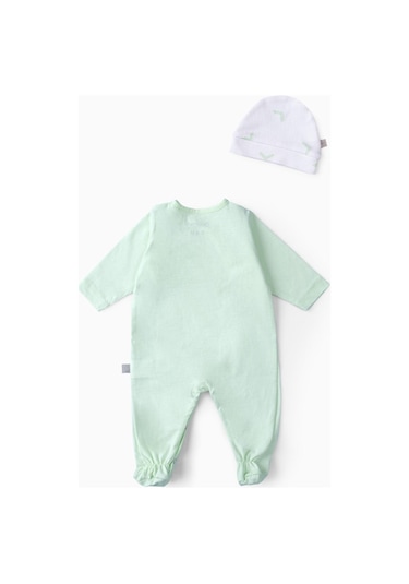 Boumini Bebek Patikli Tulum Şapka Set Mint Mint