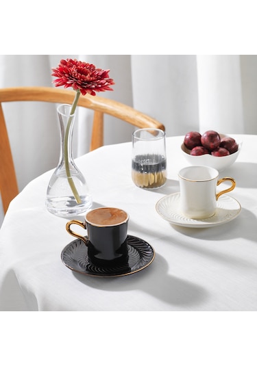 Schafer Glossy 2 Kişilik Kahve Fincan Seti 4 Parça-asorti07 Siyah