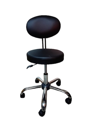 Sırtlıklı Çalışma Taburesi Krom Yıldız Ayaklı