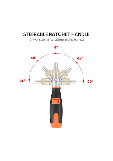 Symbee 10 Uçlu Ratchet Tornavida Seti - Çok Amaçlı Tamir Aleti - Siyah Ve Turuncu - Otomobil, Ev, Mobilya Montajı