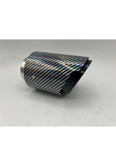 Monlion Gümüş-gri Karbon Egzoz Ucu Giriş Çapı60mm,çıkış Çapı 89mm