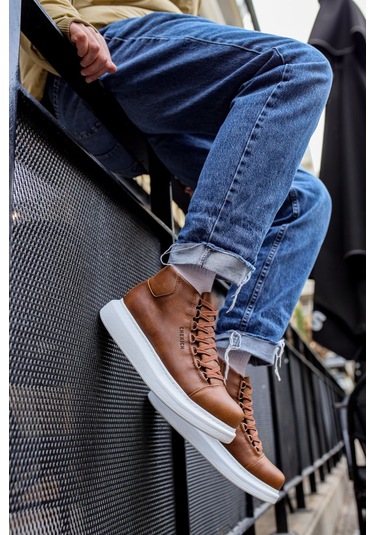 Pabucmarketi Bağcıklı Erkek Sneaker Bot Taba Taba