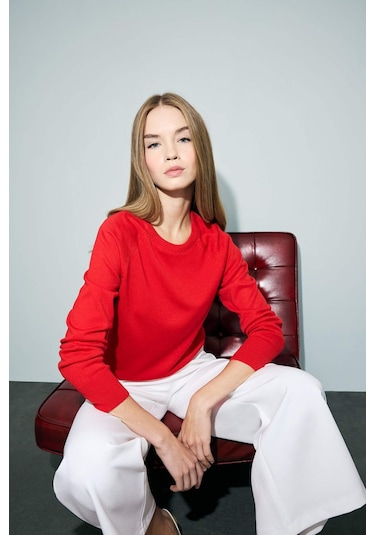 Defacto Relax Fit Bisiklet Yaka Basic Düz Triko Kazak I6913az25wnrd117 Kırmızı Defacto Relax Fit Bisiklet Yaka Basic Düz Triko Kazak I6913az25wnrd117 Kırmızı