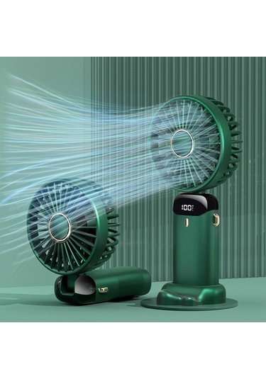 Taşınabilir Elde Taşınma Fan 10000mah Usb Şarj Ofisi Masaüstü Çok Fonksiyonlu Katlanır Açık Mekan Seyahat Küçük Soğutma 6860 Yeşil