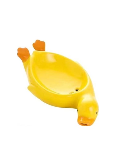 Besthome1 Seramik Ördek Desenli Sabun Tutucu, Su Geçirmez, Banyo/mutfak Dekoru, 17.5x11 Cm Sarı Sarı