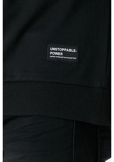 Metalic Erkek Siyah Basic Bisiklet Yaka Sweatshirt Sıyah