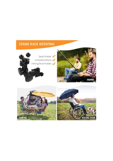 Dianziye Nylon Siyah Şemsiye Tutucu - Hızlı Ayarlı Sabitleme Kolu, 15x6 Cm, 120 Gr