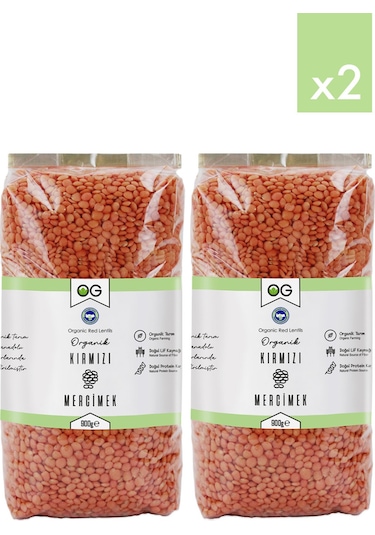 2 Li Organik Kırmızı Mercimek 900 Gr