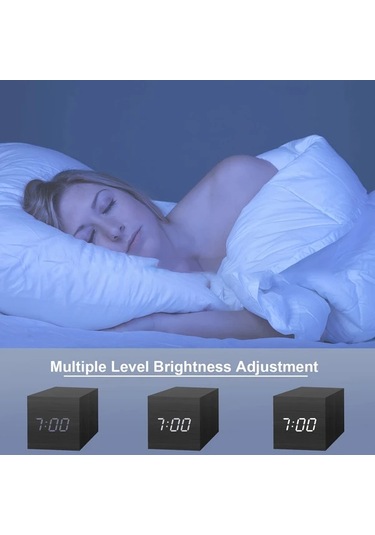 Dashanshop Ahşap 1 Adet Mini Dijital Sesle Çalışan Masa Alarm Saati 3 Alarm Ayarı Işık Usb Aaa Ahşap Rengi