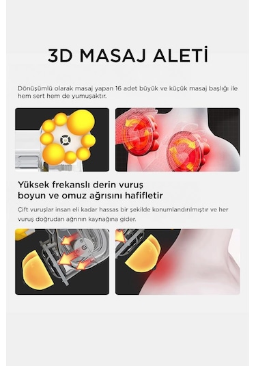 Qy - 666 Siyah Ovmalı Isıtmalı Boyun Sırt Bel Omuz Bacak Masaj Yastığı Masaj Aleti Siyah