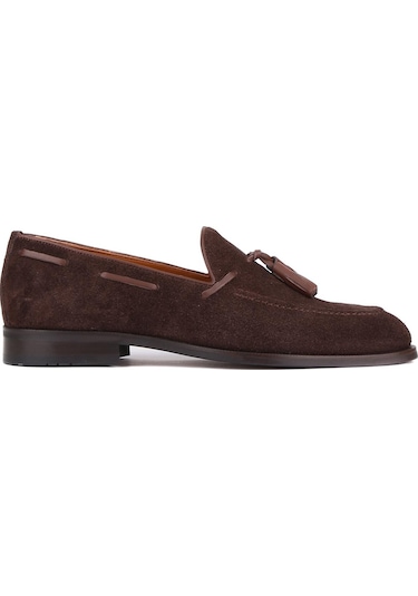 Shoetyle - Kahverengi Süet Deri Püsküllü Erkek Klasik Ayakkabı 250-7951-840-kahverengi