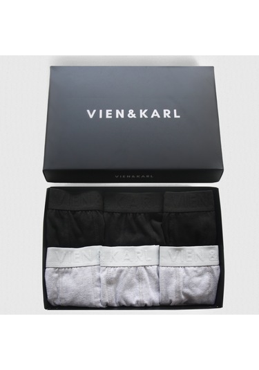 Erkek Siyah Gri 6 Lı Kutu Düz Likralı Boxer Şort Gri