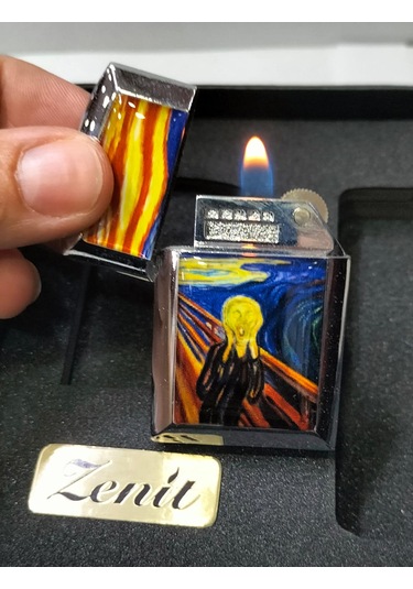 Zenit Çakmak Ve Sigara Tabakası Seti Çığlık-edvard Munch Gri