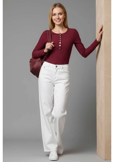 İsiltikidsmoda Çıtçıt Detaylı Bluz Bordo T4343 Bordo