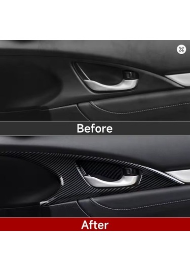 Honda Civic Fc5 2016-2021 Uyumlu İç Kapı Kolu Çerçevesi Karbon Ka