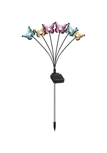 Fosenze Güneş Enerjili Bahçe Dekoratif Işık - Demir Çelik Kelebekli, 6 Lü Aydınlatıcı, Ip65 Su Geçirmez, Islak Işık, Otomatik Aç-kapat Ilık Beyaz