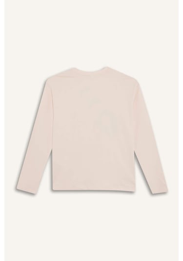 Defacto Kız Çocuk Pijama Takımı Baskılı Uzun Kollu Üst Çizgili Uzun Alt F6233a825wnpn70 Pembe