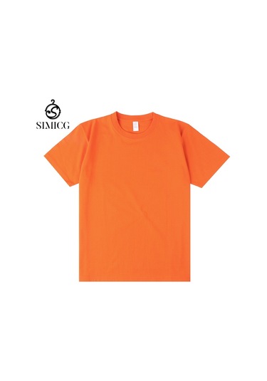 Yeni Japon Ağır Sıklet Düz Renkli Pamuklu Kısa Kollu Koyu Turuncu Koyu Turuncu