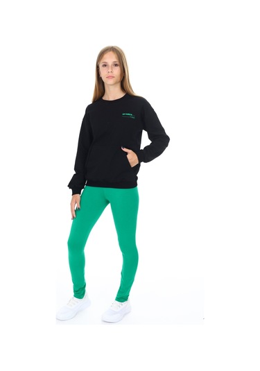 Toontoy Kız Çocuk Baskılı Taytlı Takım Siyah