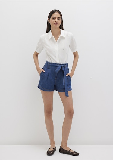 Mavi - Kemer Detaylı Denim Şort 1410214-86971 Mavi