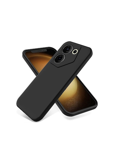 Forzacase Tecno Camon 20 Pro 5g Uyumlu Liquid Serisi İçi Kadife Lansman Silikon Kılıf Siyah