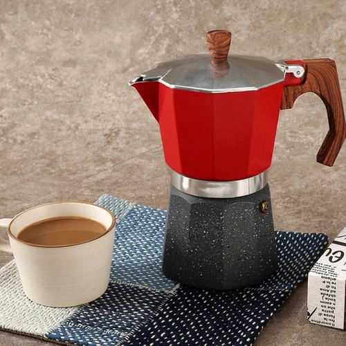 300 Ml Talice Stil Moka Pot Türk Cezve Sekizgen El Yapımı Alüminyum Pot Kahve Eşyaları Kahve Tencereler