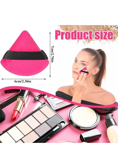 12 Adet Üçgen Pudra Puf, Yüz İçin Yumuşak Makyaj Puf, Gevşek Pudra Ve Kozmetik Fondöten İçin Güzellik Süngeri, Sabitleyici Pudra Puf Blender Makyaj Aleti Siyah, Gül Kırmızısı