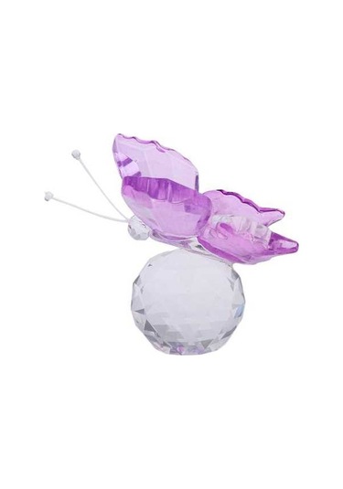 Pazly Uçan Top Süsleme Mor Kristal Kesim Kelebek Homyl Heykelcik Cam Wg