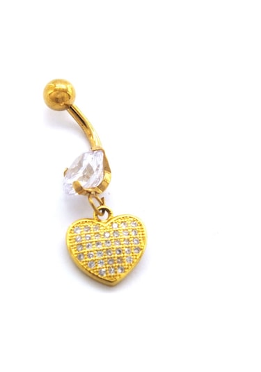 Ferizz Altın Kaplama Zirkon Taşlı Kalpli Piercing Prc-116 Altın