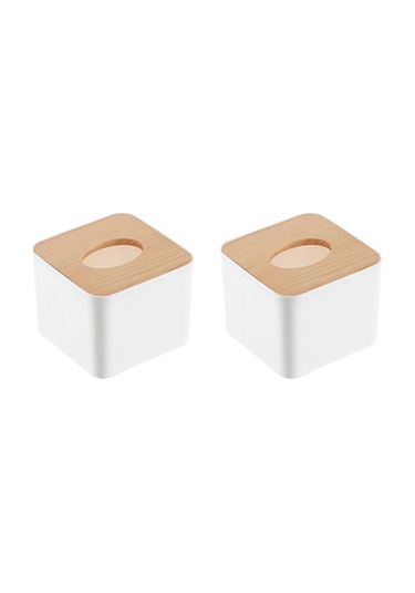 Ahşap Kapaklı 2x Kare Mendil Kutusu - Ev Kullanımı İçin Çıkarılabilir Mini Ahşap Mendil Kutusu