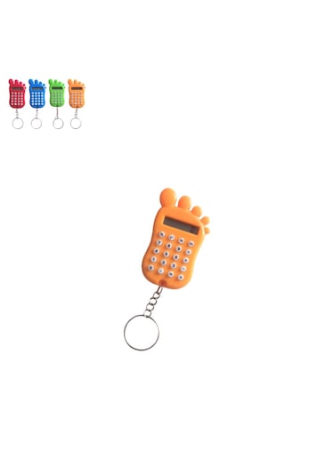 Turuncu Ayak Şekilli Mini 8 Haneli Hesap Makinesi Anahtarlık 1 Adet Ebat: 6,7 Cm X 4 Cm Turuncu