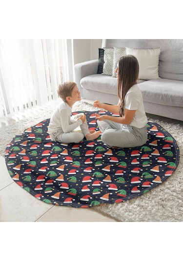 Noel Desenli 60 İnç Yuvarlak Flanel Battaniye, Yetişkin Ve Çocuk İçin, Yumuşak, Rahat Ve Hafif Noel Şapka Yıldızı