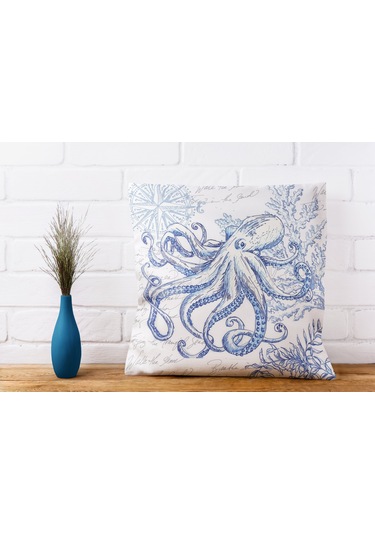 Deniz Kabukları Temalı Marin Dekoratif Yastık Kılıfı 4'lü Set Karışık/Çok Renkli