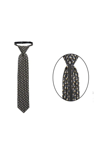 Ördek Desen Lacivert Fermuarlı Çocuk Kravat