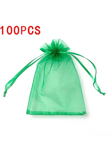 Suntek 100x Bahçe İpli File Örgü Çanta Meyve Koruma Torbaları 10cmx12cm-yeşil