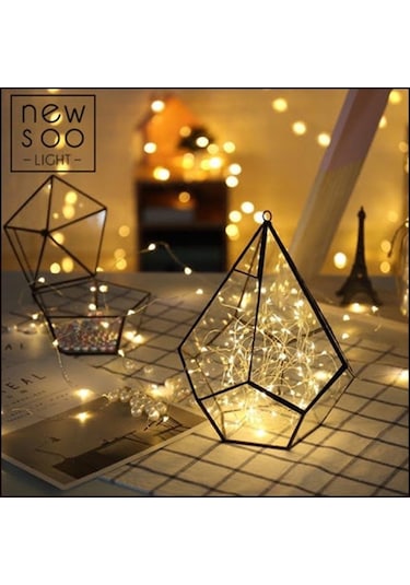 Mavi Parti Pil Aydınlatma Düğün Lambası Dıy Led Güneş Işıkları Yanıp Sönen Dize Işık Romantik 5m 50led Mavi