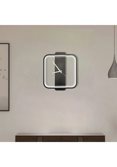 Sconce Özel Tasarım Saat Duvar Aplik Led Elektrik Bağlantısı Gerektirir Mat Siyah