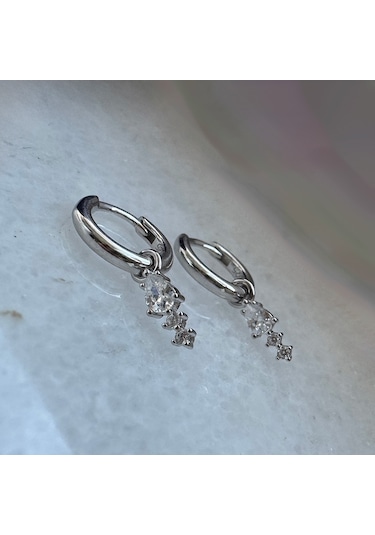 Masaliko Sallantılı Gümüş Küpe Ms3190, 925 Ayar Gümüş Gümüş Altın