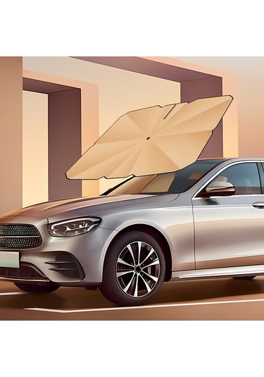 Araç Ön Camı Titanyum Güneş Koruma Isı Yalıtımı Şemsiye Küçük Altın 9958