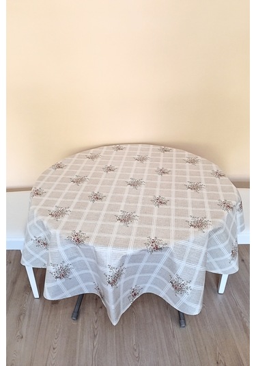 Altı Astarlı Yuvarlak Muşamba Masa Örtüsü - 140 Cm Çap - Elg11