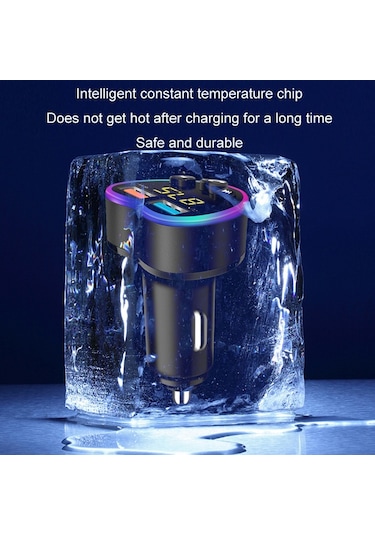 Araba Mp3 Bluetooth Çalar Fm Verici Çok Fonksiyonlu Araç Şarj Cihazı, Model: 4.8a Altın