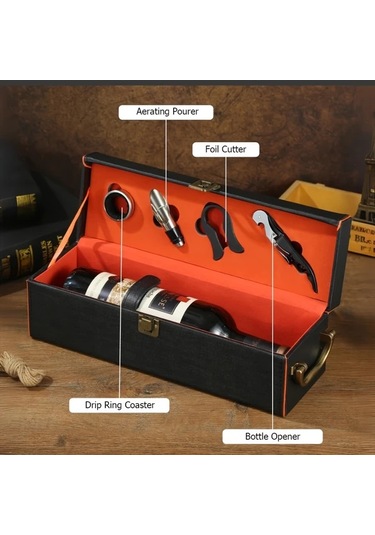 Cordial Siyah 1 Tek Sarap Sisesi Hediye Kutusu Aksesuar Seti Tasinabilir Tasima Kilifi Sise Tutucu Parti Ev Ve Koleksiyon İcin