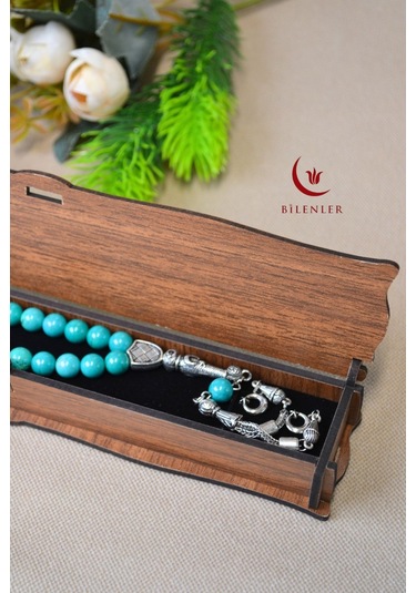 Firuze Taşlı 33 Lü Erkek Tesbih Doğal Taş, Özel Kutulu Turkuaz