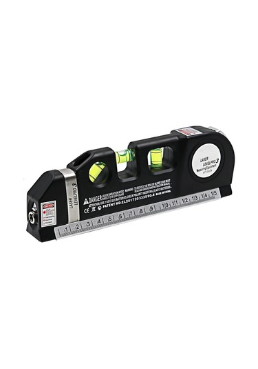 Hangfox Kompakt 4-1 Ev Dekorasyon Aleti: Lazer Seviye, Metre, Kızılötesi İle Hassas Ölçüm - Siyah Pil Dahil