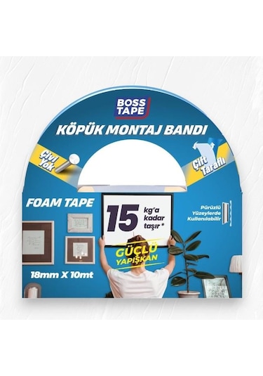 Boss Tape Çift Taraflı Köpük Aksesuar Montaj Bandı 18mmx10m
